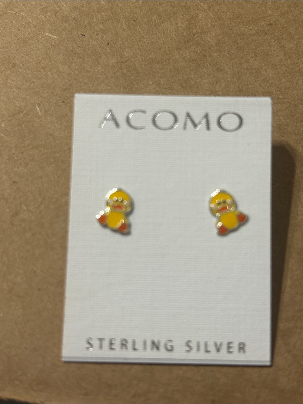 Yellow Duck Sterling Silver Stud Earrings